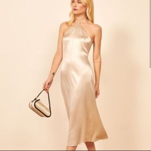 NWT Reformation Reggie Halter Dress in Ivory, Size Large